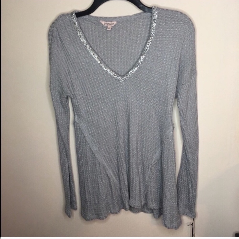 NWT Juicy Couture Silver Sparkle Blouse - Picture 2 of 8